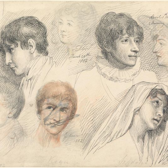 Portrait Studies of Mary Wills in Cowsslip, John Kemble, Edmund Kean and Mrs. Siddons, March 31, 1802 and April 1,1802