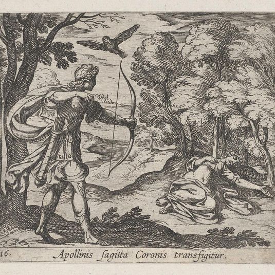 Plate 16: Apollo Killing Coronis (Appolinis sagitta Coronis transfigitur), from Ovid's 'Metamorphoses'