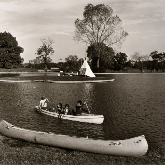 Boy Scouts on the boat lake in Patterson Park