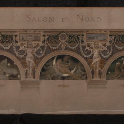 Esquisse pour la salon d'entrée Nord de l'Hôtel de Ville de Paris : L'Ourse. La Nuit. Le Dragon