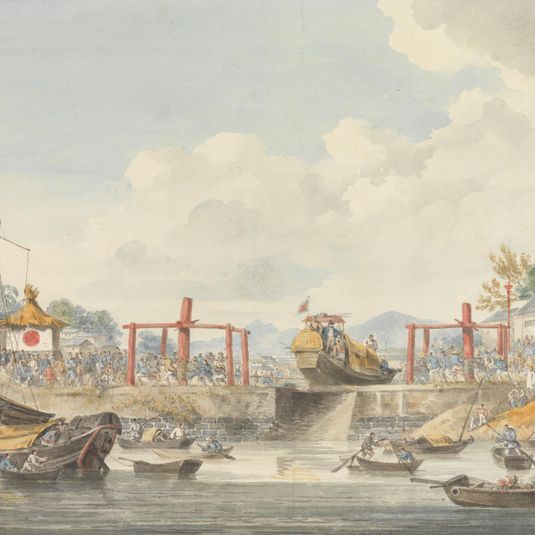 Barges of the Embassy Being Raised from One Canal to Another on Their Way from Han-Tcheou-Foo to Tchu-San, 16 November 1793