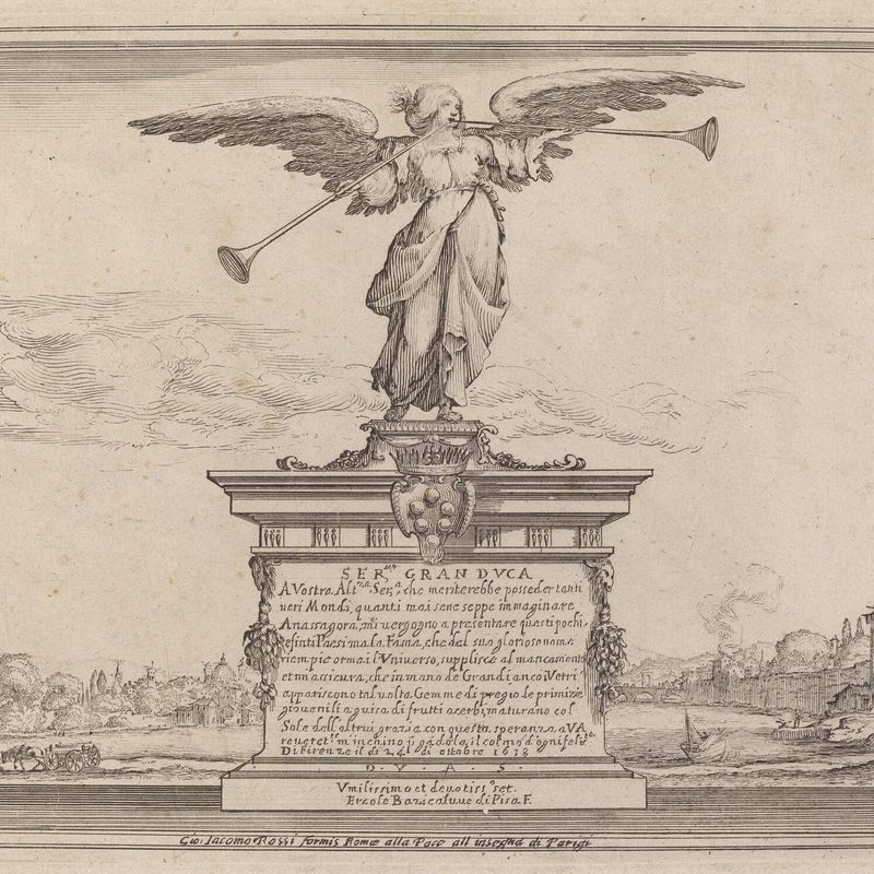 Dedication Page with Statue of Fama