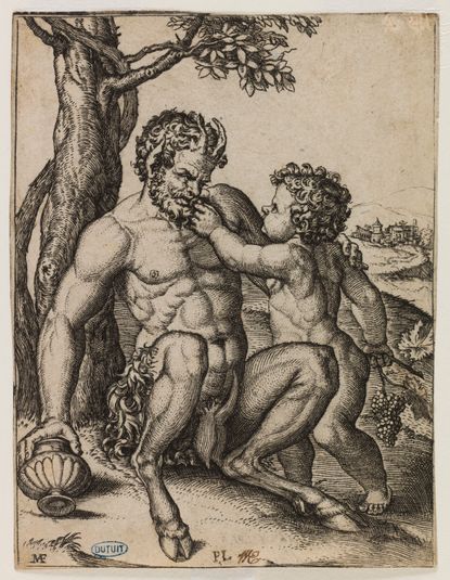 Le Satyre et l'enfant d'après Raphaël (Bartsch 281 - Bartsch illustré tome 26 (volume 14, 1ère partie), page 266)