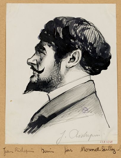 Portrait de Jean Richepin pendant une séance du comité de lecture à la Comédie Française.