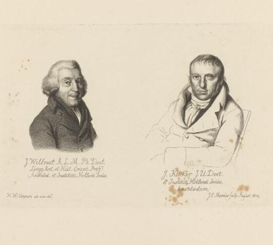 'De Portretten van de Hoogleeraren J. Willmet en J. Kinker, beide naar Caspari'