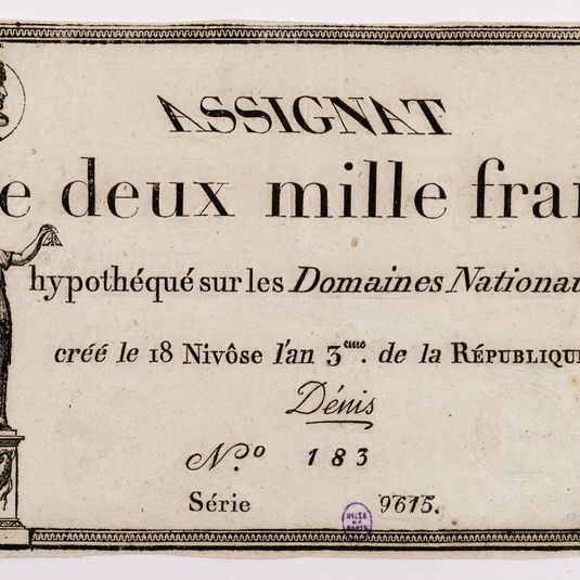 Assignat de 2000 francs, série 9615 - n° 183, 18 Nivôse an 3