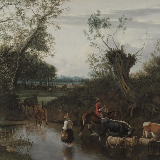 Peasants Crossing a Stream