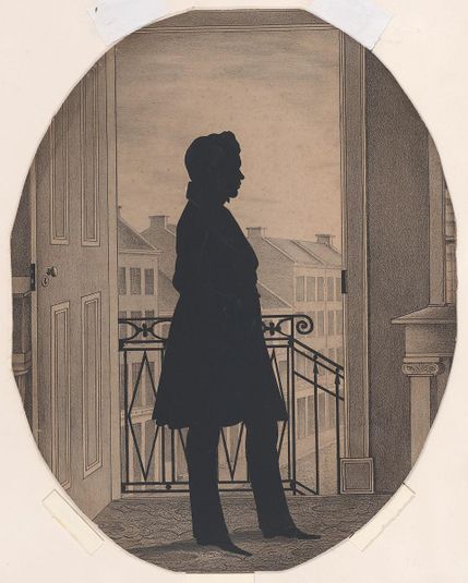 Silhouette of a Young Man Before an Open Window, Facing Right