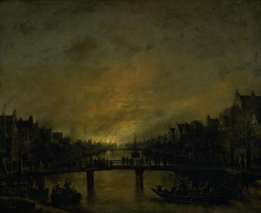 Fire at Amsterdam by Night
