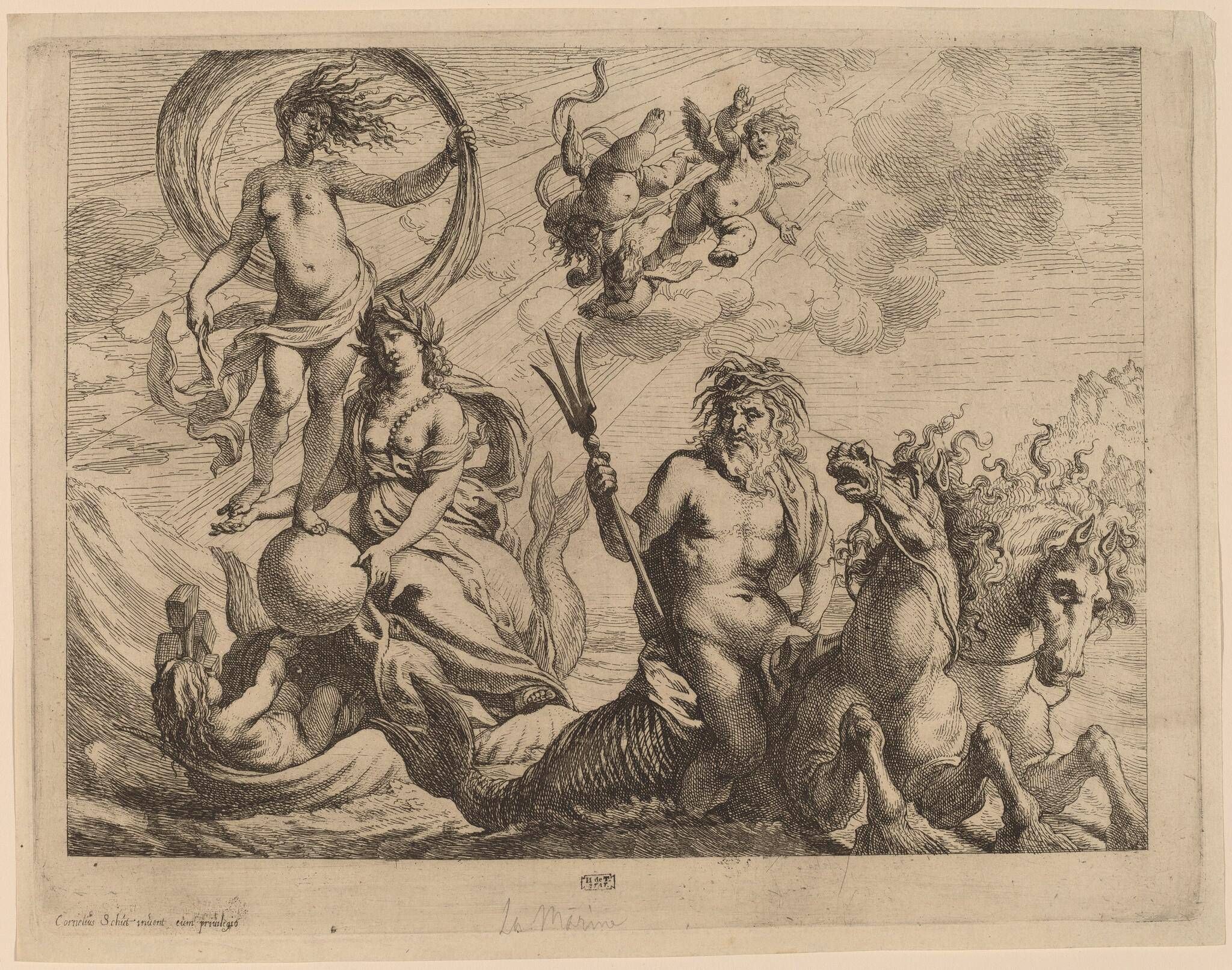 Neptune with Two Horses on the Sea