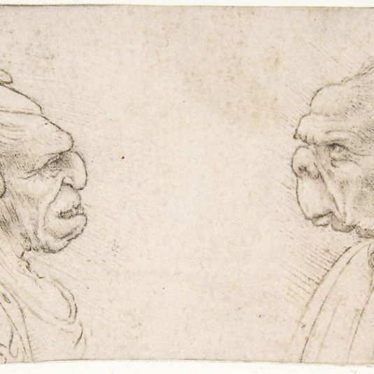 A Grotesque Couple: Old Woman with an Elaborate Headdress and Old Man with Large Ears and Lacking a Chin