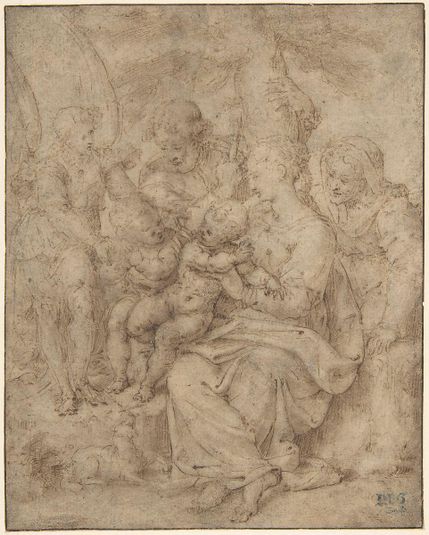 The Holy Family with the Infant Baptist, Saint Elizabeth, and an Attendant Angel