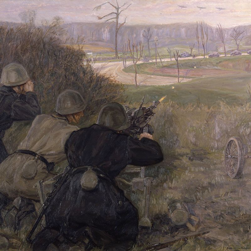 Danish soldiers in battle at Hokkerup near the Danish border on 9 April 1940