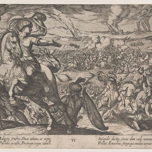 Plate 6: Darius Fleeing from the Battlefield, from The Deeds of Alexander the Great