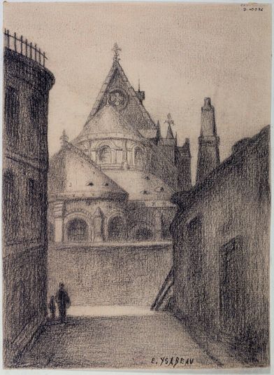 Chevet de l'ancienne église du Prieuré Saint-Martin-des-Champs depuis la rue du général Morin, mai 1896