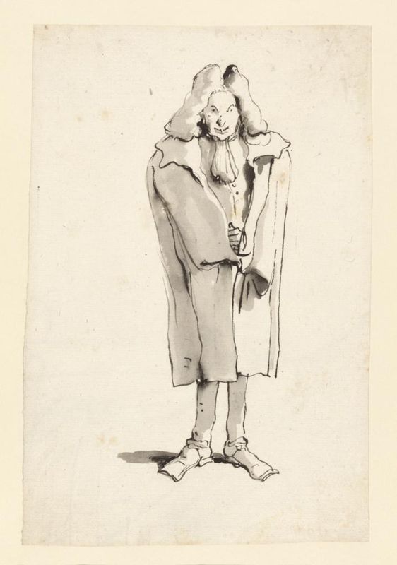 Caricature of a Man Wearing an Overcoat