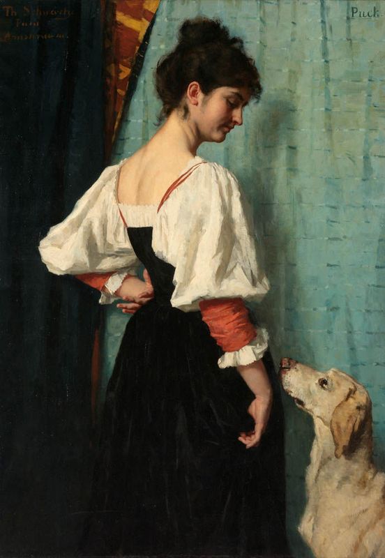 Thérèse Schwartze - Portrait of a young Woman. with 'Puck' the Dog Smartify Editions