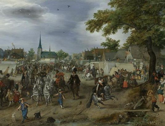 Prinsen Maurits en Frederik Hendrik op de paardenmarkt van Valkenburg
