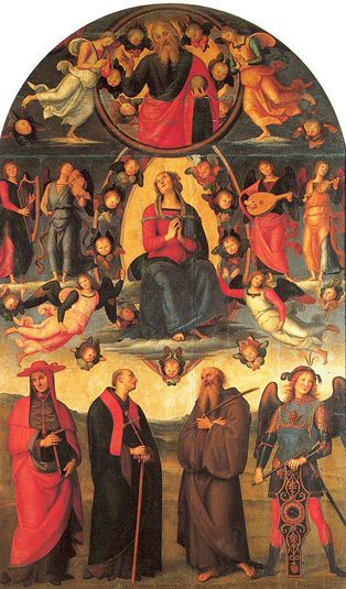 The Virgin enthroned, with angels and saints, Vallombrosa Alterpiece