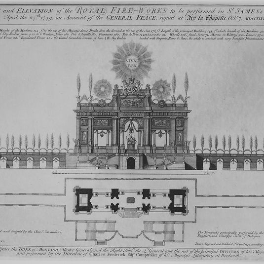 Peace of Aix-la-Chapelle: A Plan and Elevation of the Royal Fire-Works, London, 1749