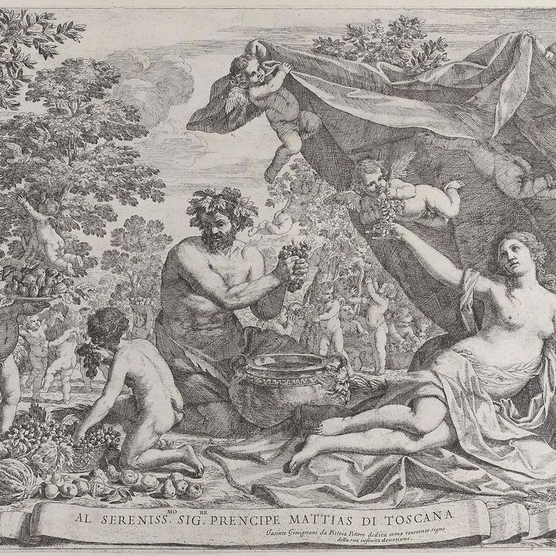 Garden of Venus with Bacchus Squeezing Grapes