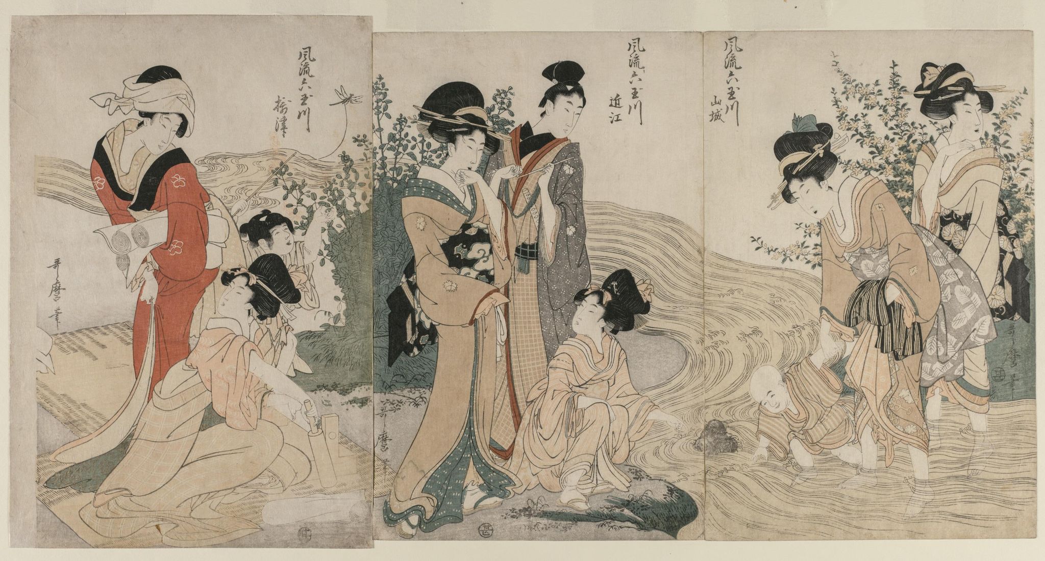 Musashi, Omi, Yamashiro, and Settsu Provinces from the series Fashionable Six Jewel Rivers (Furyu Mu Tamagawa)