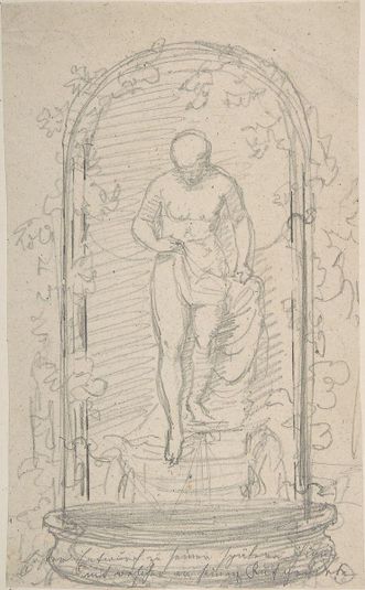Recto:Nude Female Figure in a Niche Verso: Study for a Fountain