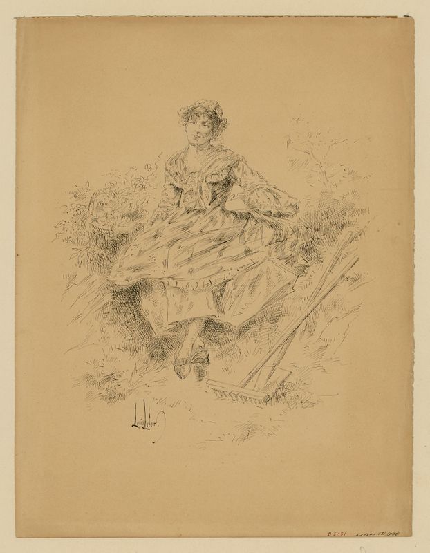 Jeune femme assise dans un jardin.