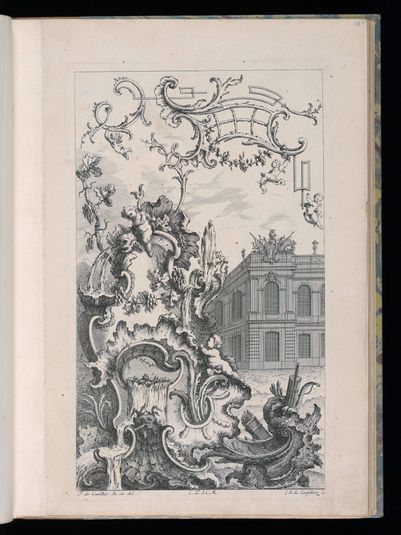 Cartouche with Fountain and Building, Livre Nouveau Morceaux de Fantaisie (New Book of Fantasy Pieces)
