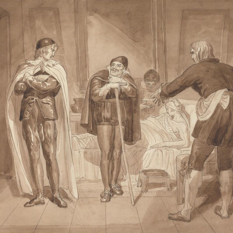 Gil Blas, While Practising Medicine under Dr. Sangrado, Encounters Dr. Cuchillo at the Bedside of the Grocer