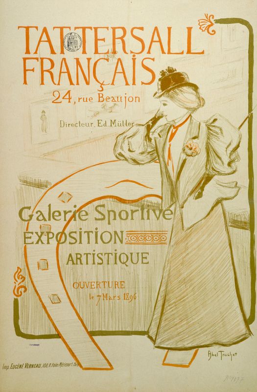 TATTERSALL/ FRANCAIS/ 24, rue Beaujon/ Directeur, Ed. Müller/ Galerie Sportive/ EXPOSITION/ ARTISTIQUE/ OUVERTURE/ le 7 MARS 1896