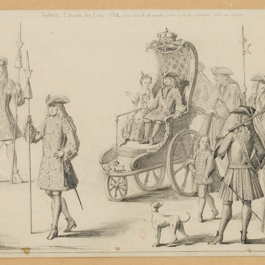 Promenade de Louis XV aux Tuileries vers 1723, copie d'une estampe.