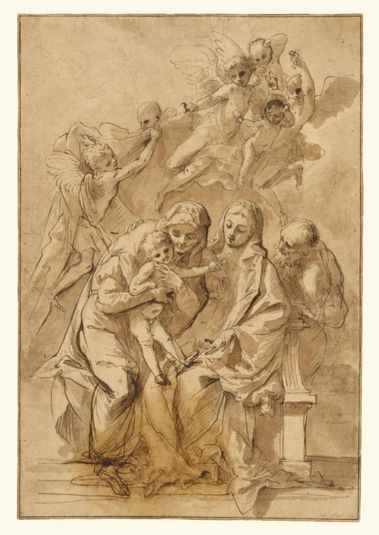 Holy Family with Saint Anne (recto); Figure Sketches (verso)