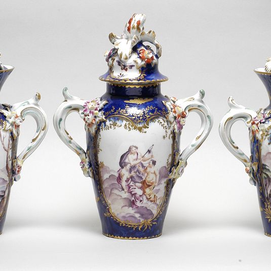 Garniture of Three Vases and Covers, c.1760-65