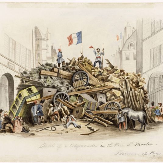 Barricade dans la rue Saint-Martin le 25 février 1848, 3ème et 4ème arrondissements.