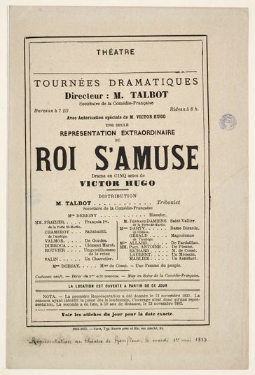 Théâtre de Honfleur, mardi 1er mai 1883, Le roi s'amuse