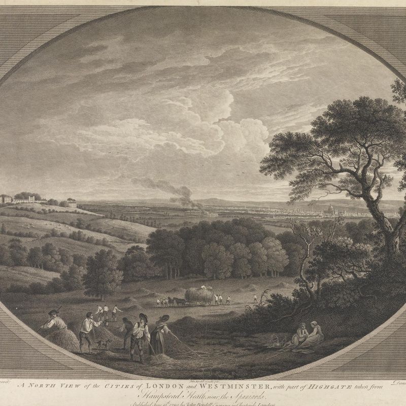 A North View of the Cities of London and Westminster, with part of Highgate taken from Hampstead Heath, near the Spaniards