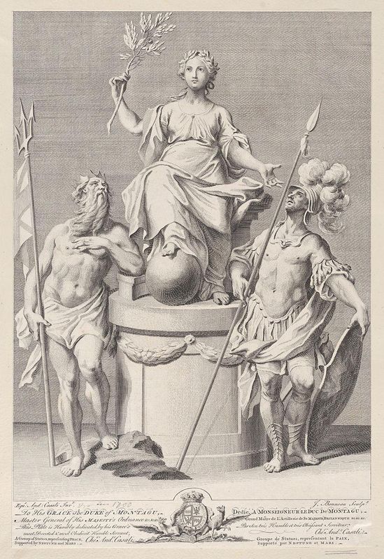 Group of statues represnting Peace, supported by Neptune and Mars