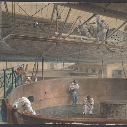 Coiling the Cable in the Large Tanks at the Works of the Telegraph Construction and Maintenance Company of Greenwich, 1865