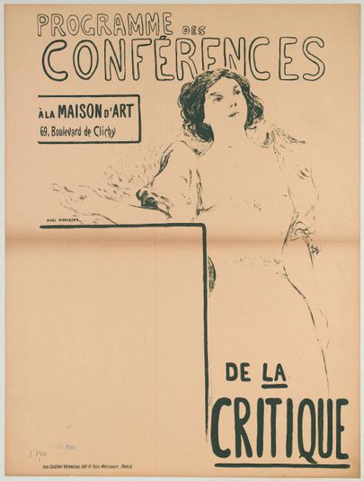PROGRAMME/ DES/ CONFERENCES/ DE LA/ CRITIQUE/ A LA MAISON D'ART/ 69, Boulevard de Clichy