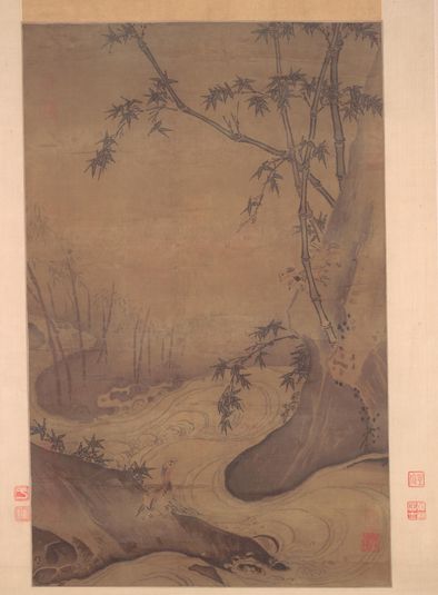 Bamboo and Ducks by a Rushing Stream