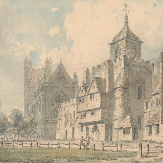 Exeter Cathedral and neighboring buildings