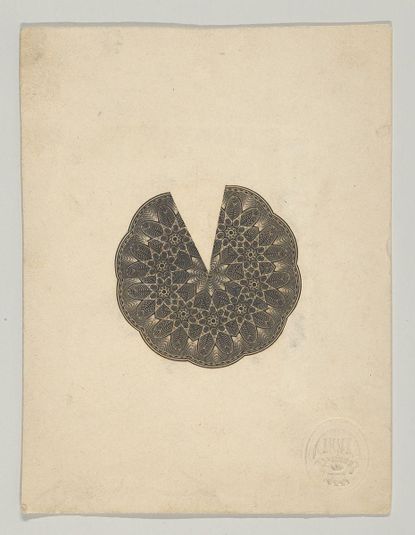 Banknote motifs: circular lobed lathe work design, its interior composed of repeated stars, missing a pie shaped wedge (recto); Two pie-shaped wedges of lathe work ornament resembling cut glass (verso)