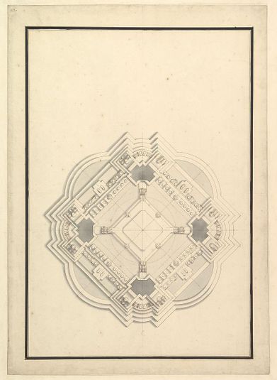 Ground Plan for a Catafalque for Louis I, King of Spain (reigned only a few months, died 1724)
