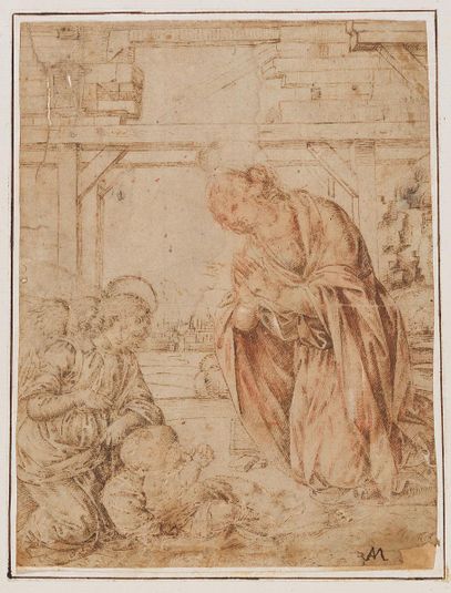 The Madonna Adoring the Child, with an Angel
