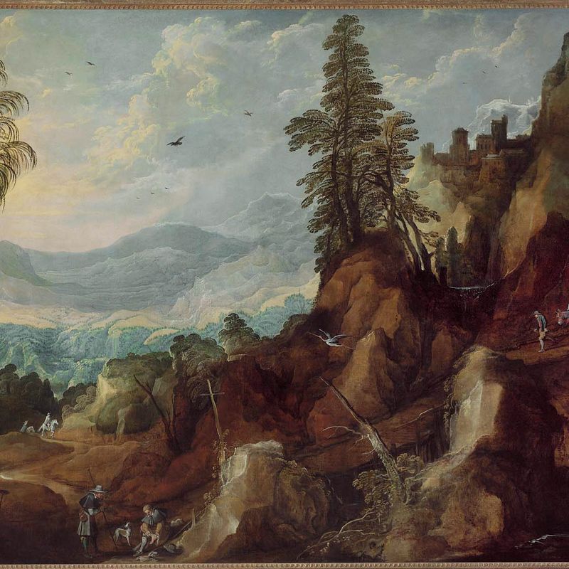 Mountain Landscape with Travelers