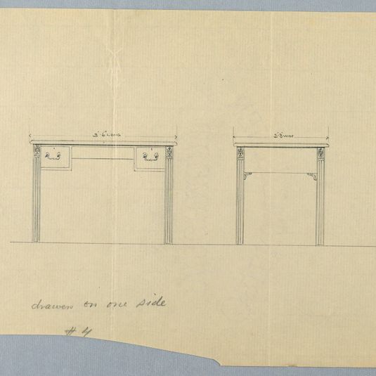 Design for Rectangular Writing Table No. 4 in Two Views