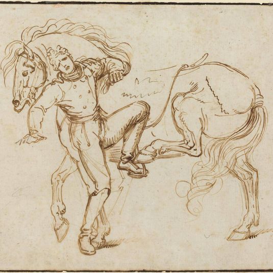 Cavalryman Mounting a Horse