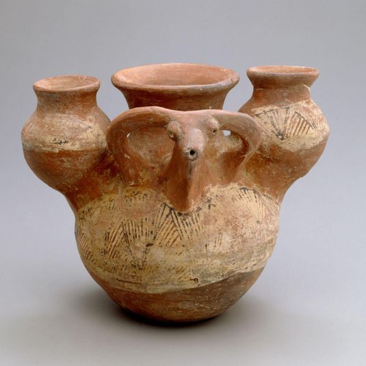 Three-part Vessel with Mountain Goat's Head Spout