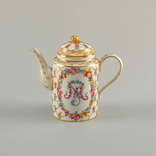 Teapot with Monogram and Diamond Lattice Pattern